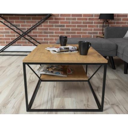 Mesa de centro BASICLOFT 40x80 cm negro/marrón