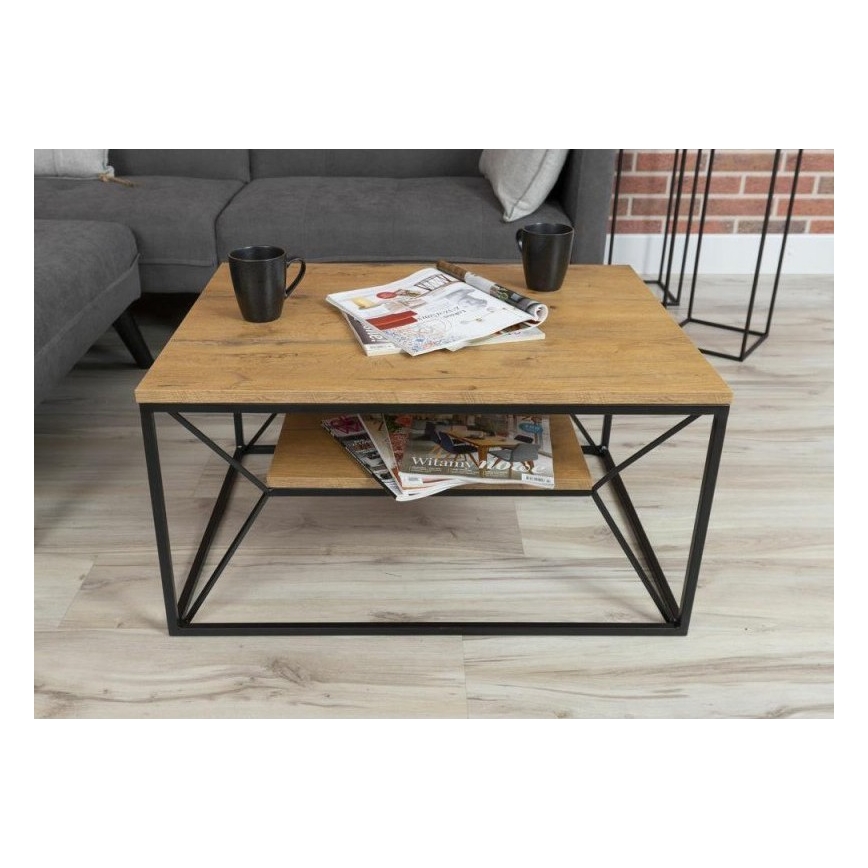 Mesa de centro BASICLOFT 40x80 cm negro/marrón