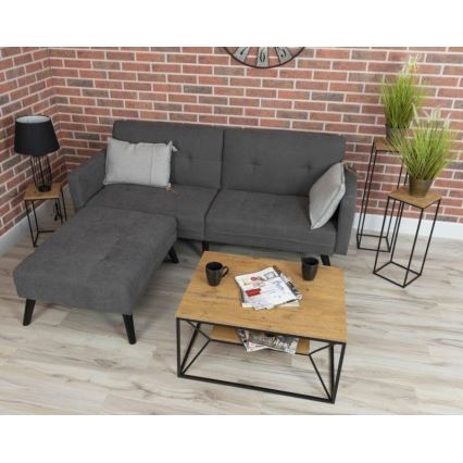 Mesa de centro BASICLOFT 40x80 cm negro/marrón