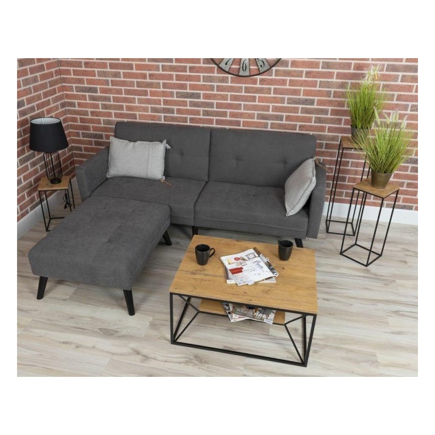 Mesa de centro BASICLOFT 40x80 cm negro/marrón