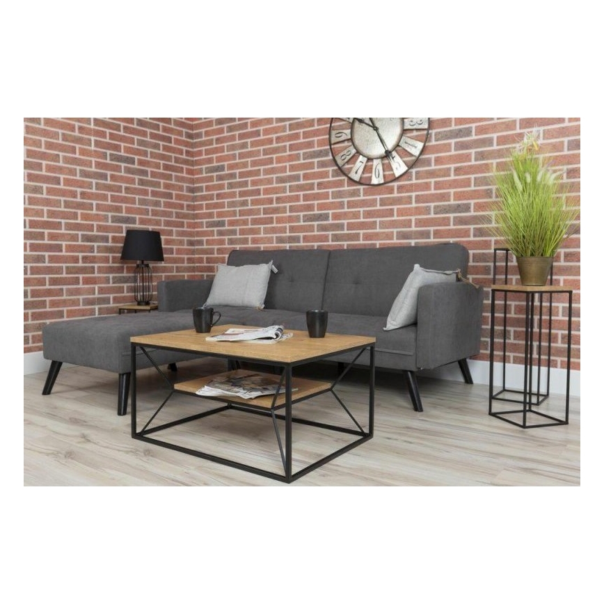 Mesa de centro BASICLOFT 40x80 cm negro/marrón