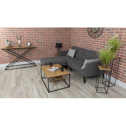 Mesa de centro BASICLOFT 40x80 cm negro/marrón