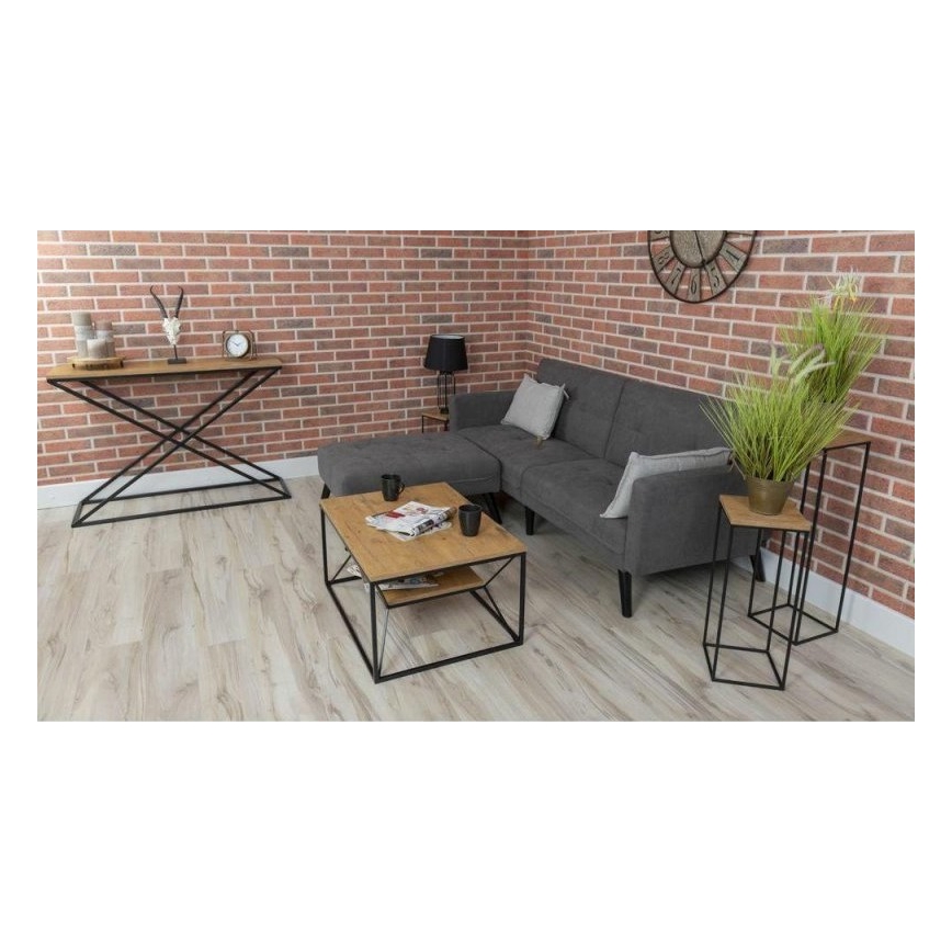 Mesa de centro BASICLOFT 40x80 cm negro/marrón