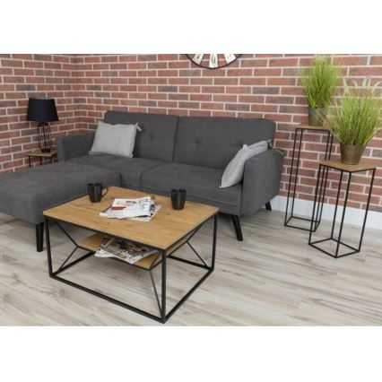 Mesa de centro BASICLOFT 40x80 cm negro/marrón