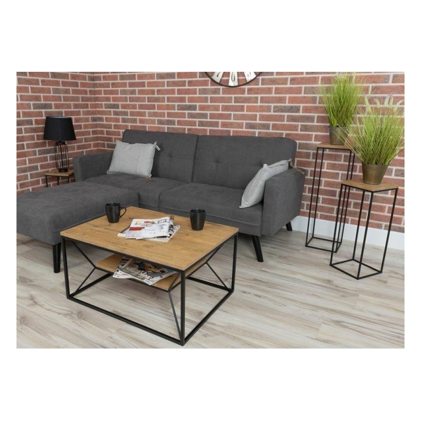 Mesa de centro BASICLOFT 40x80 cm negro/marrón
