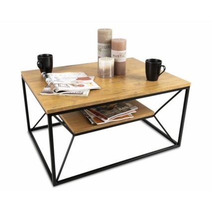 Mesa de centro BASICLOFT 40x80 cm negro/marrón
