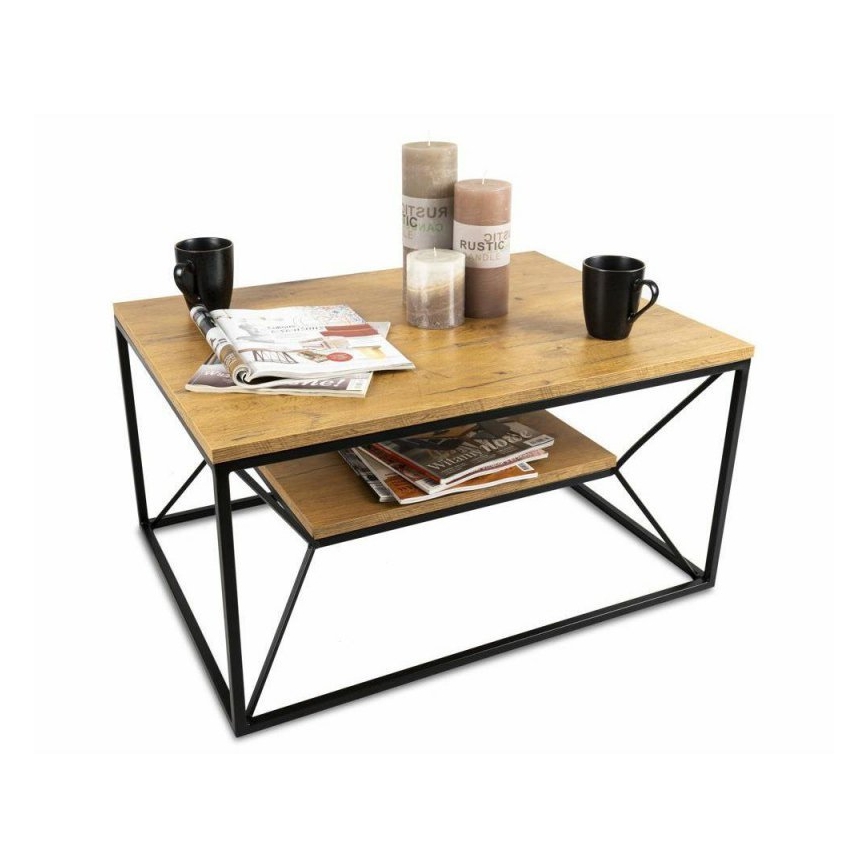 Mesa de centro BASICLOFT 40x80 cm negro/marrón
