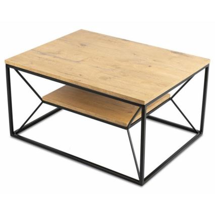 Mesa de centro BASICLOFT 40x80 cm negro/marrón