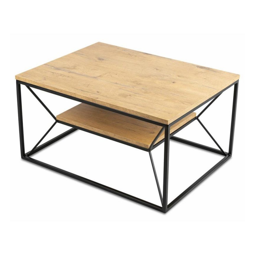 Mesa de centro BASICLOFT 40x80 cm negro/marrón