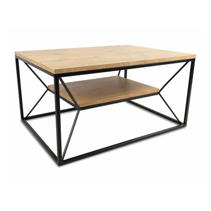 Mesa de centro BASICLOFT 40x80 cm negro/marrón
