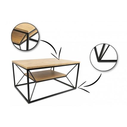 Mesa de centro BASICLOFT 40x80 cm negro/marrón