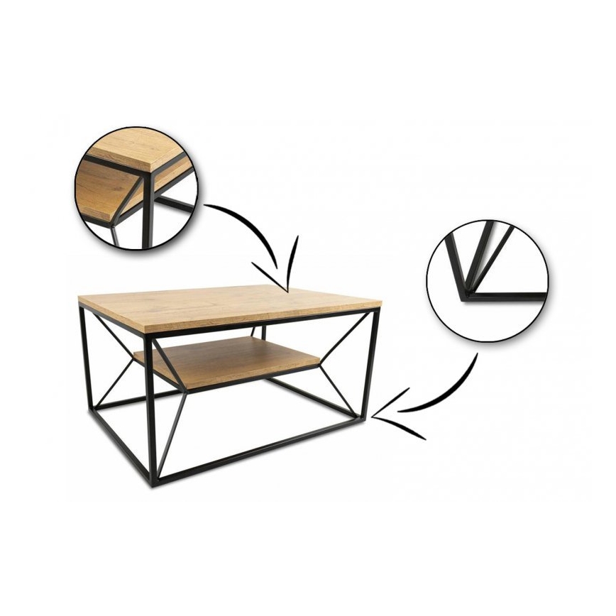 Mesa de centro BASICLOFT 40x80 cm negro/marrón