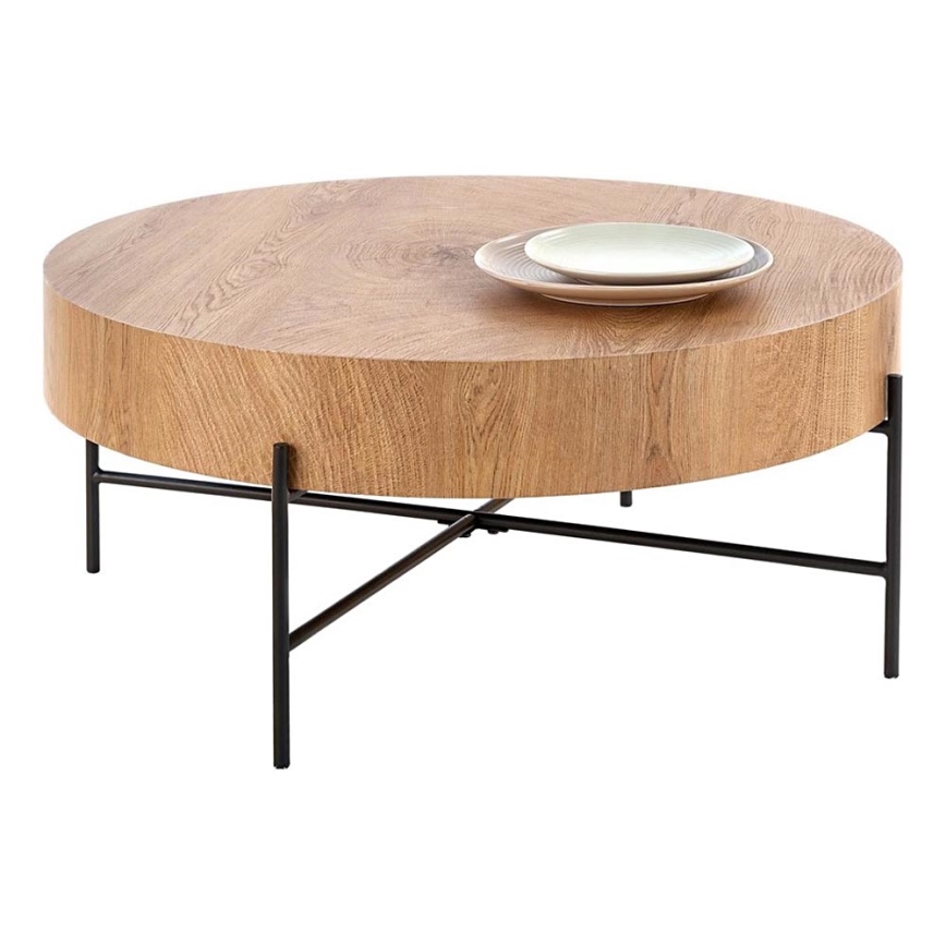 Mesa de centro BROOKLYN 37x80 cm natural roble/negro