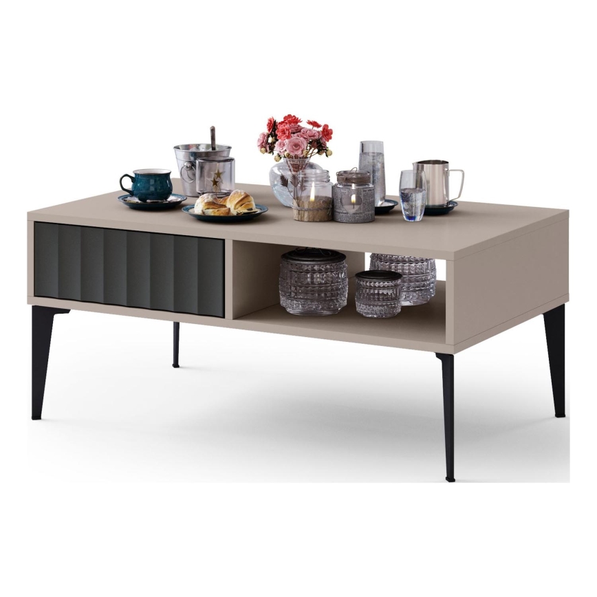 Mesa de centro con cajón RONJA taupe/negro