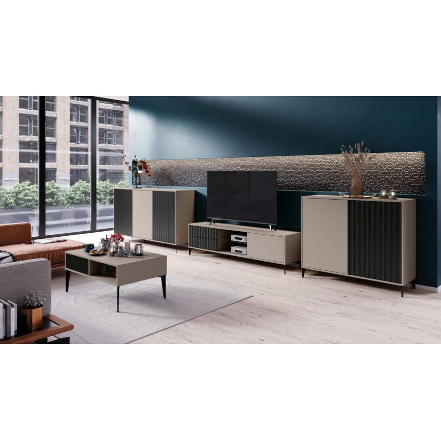 Mesa de centro con cajón RONJA taupe/negro