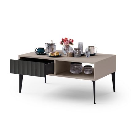 Mesa de centro con cajón RONJA taupe/negro