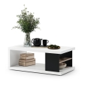Mesa de centro con estante y espacio de almacenamiento LORA blanco/negro
