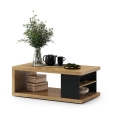 Mesa de centro con estante y espacio de almacenamiento LORA roble artisan/negro
