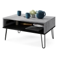 Mesa de centro con tablero elevable y estante HALIJA gris/negro