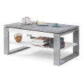 Mesa de centro con tablero elevable y estante NEA gris/blanco