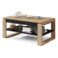 Mesa de centro con tablero elevable y estante NEA roble/negro