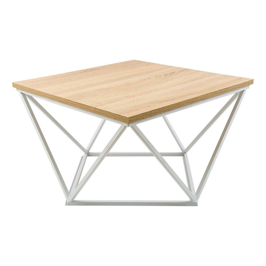 Mesa de centro CURVED 60x60 cm blanco/beige