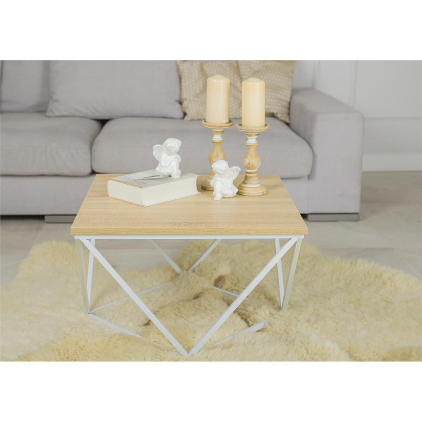 Mesa de centro CURVED 60x60 cm blanco/beige