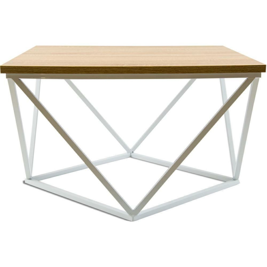 Mesa de centro CURVED 60x60 cm blanco/beige