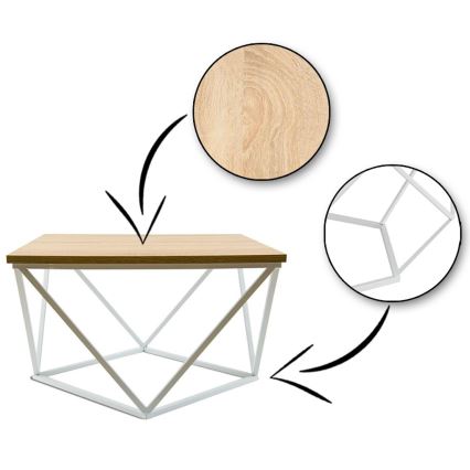 Mesa de centro CURVED 60x60 cm blanco/beige