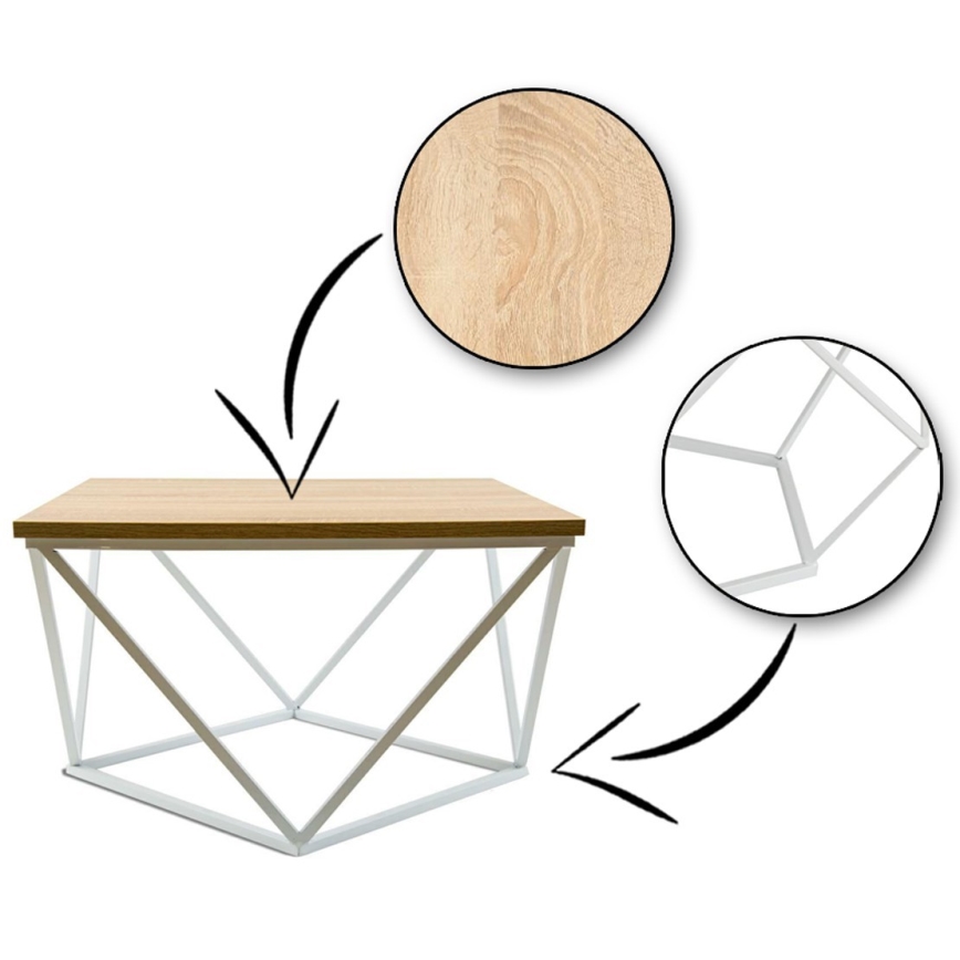 Mesa de centro CURVED 60x60 cm blanco/beige