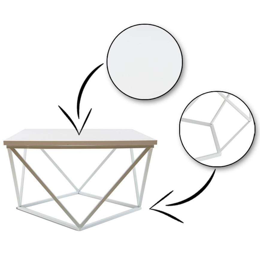 Mesa de centro CURVED 60x60 cm blanco