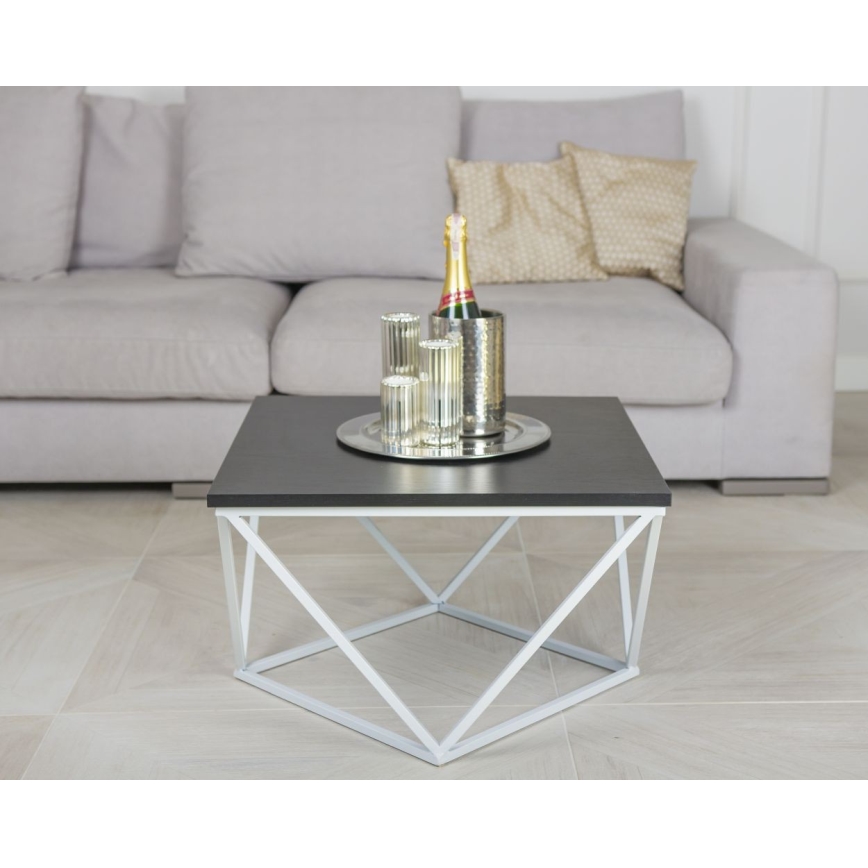 Mesa de centro CURVED 60x60 cm blanco/negro