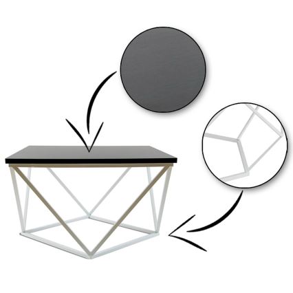 Mesa de centro CURVED 60x60 cm blanco/negro