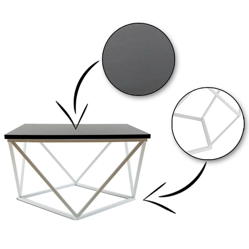 Mesa de centro CURVED 60x60 cm blanco/negro