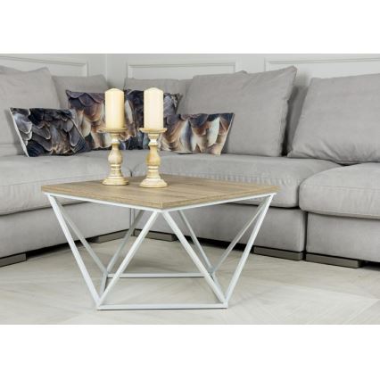 Mesa de centro CURVED 62x62 cm blanco/marrón