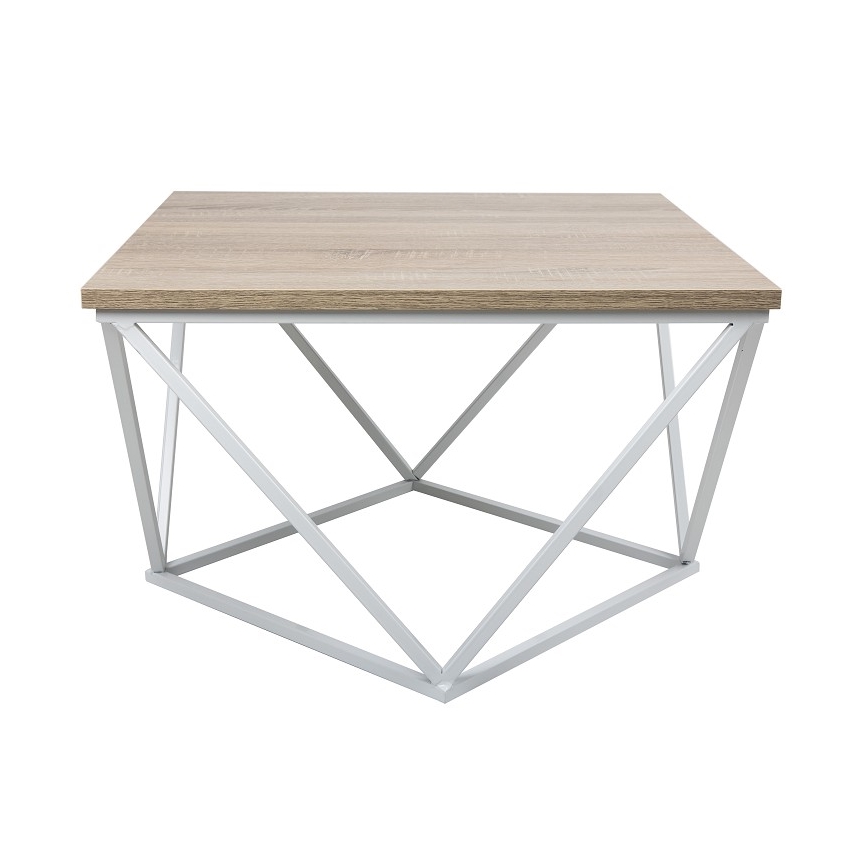 Mesa de centro CURVED 62x62 cm blanco/marrón