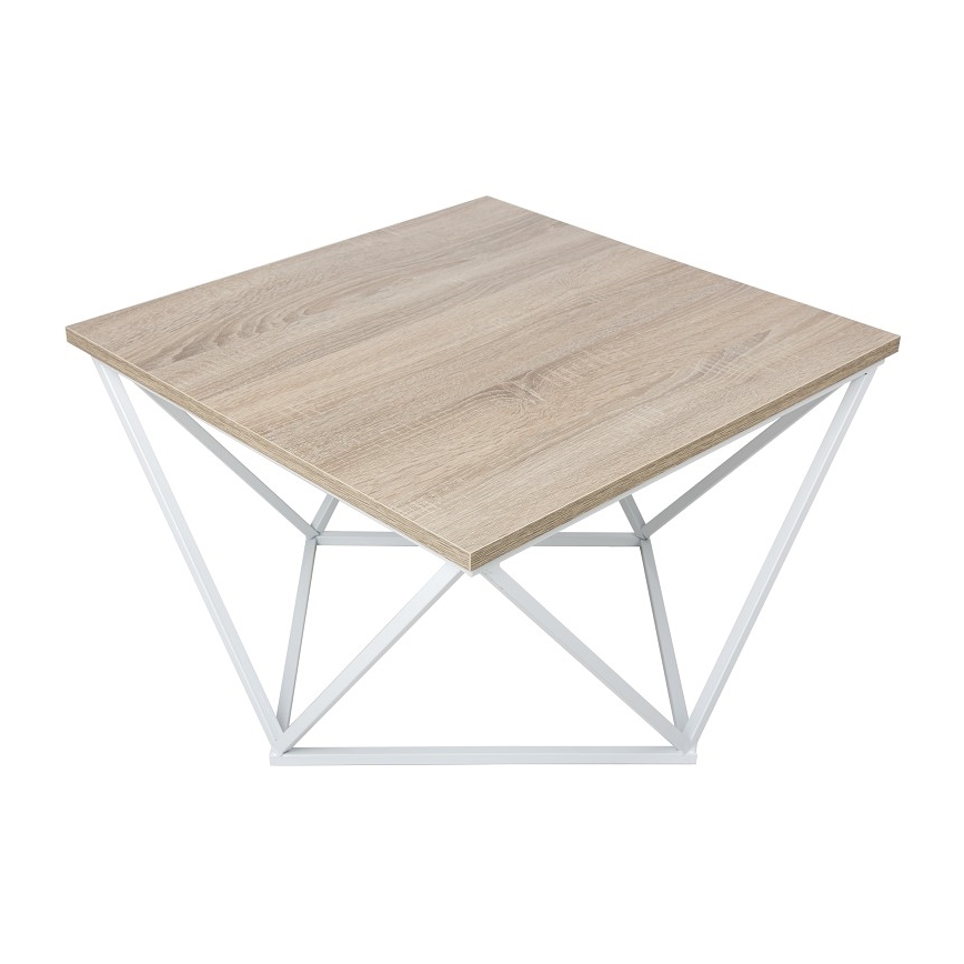 Mesa de centro CURVED 62x62 cm blanco/marrón