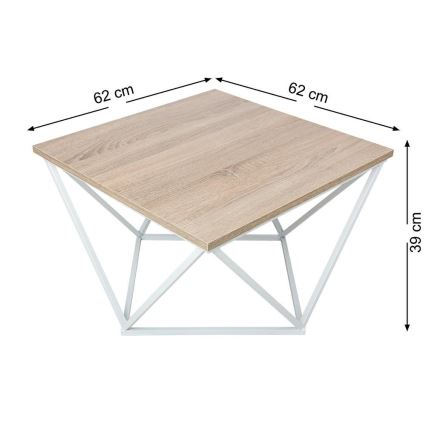 Mesa de centro CURVED 62x62 cm blanco/marrón