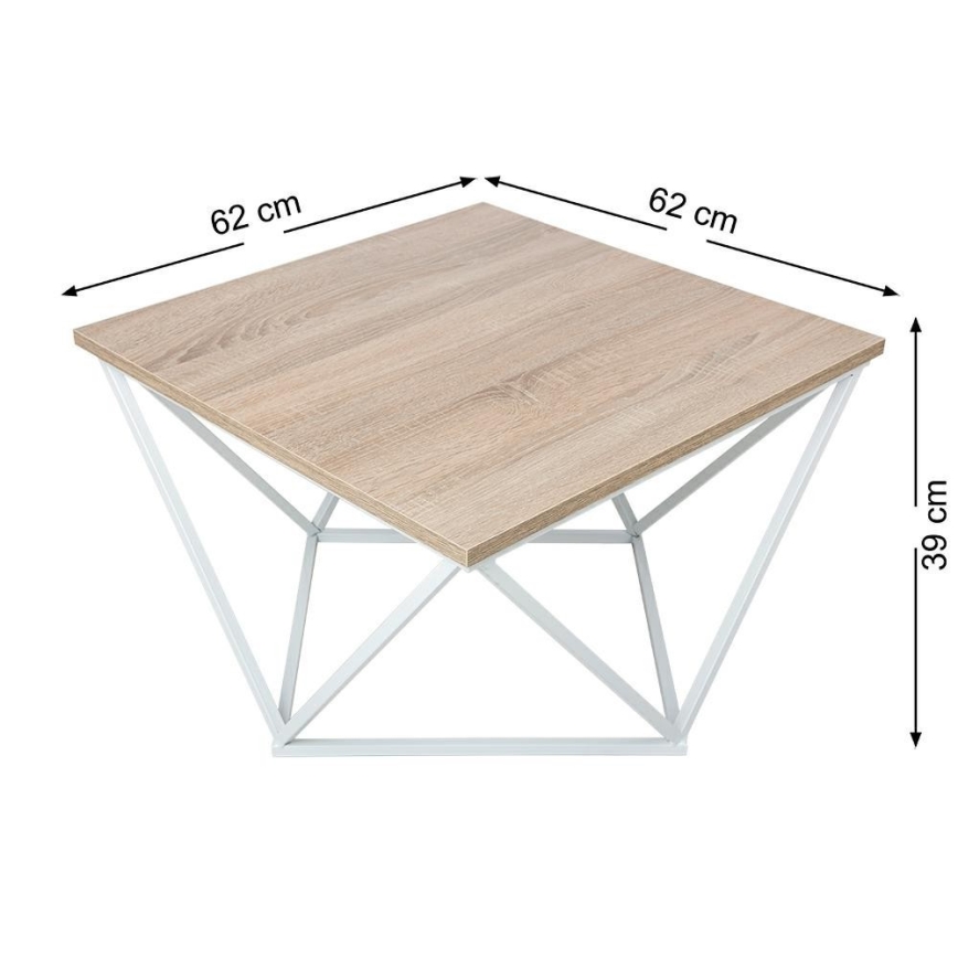 Mesa de centro CURVED 62x62 cm blanco/marrón
