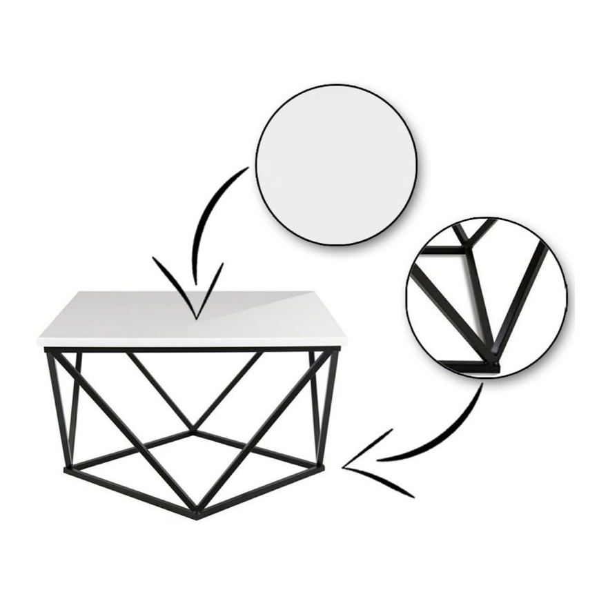 Mesa de centro CURVED 62x62 cm negro/blanco