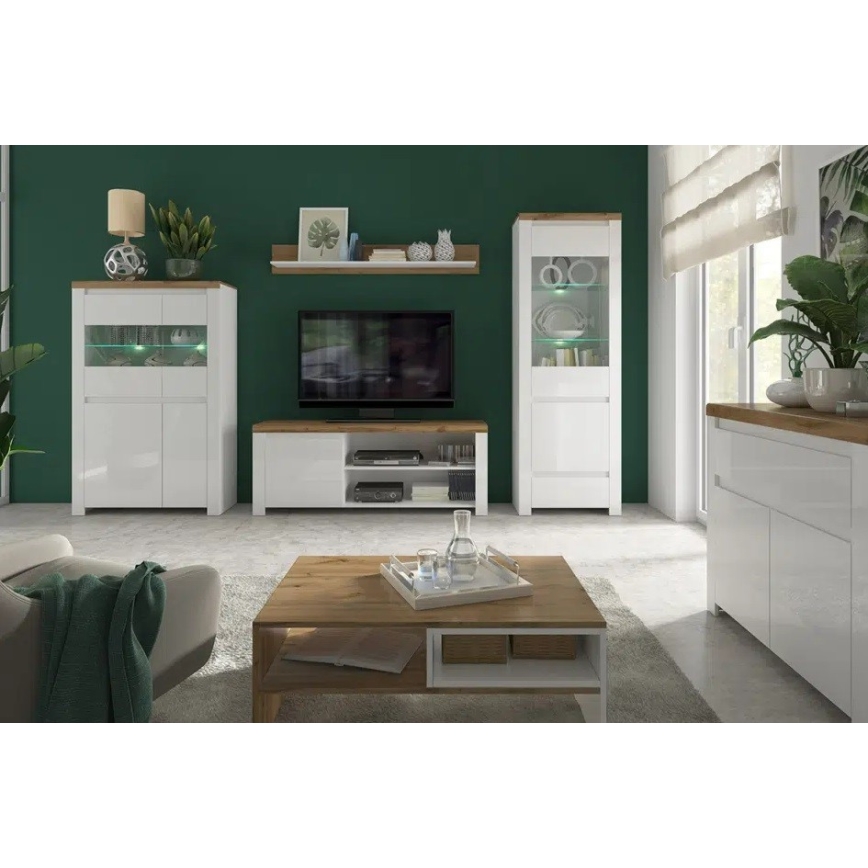 Mesa de centro DAMINO 35,5x90 cm roble wotan/blanco