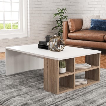 Mesa de centro DEFNE 34x90 cm blanco/marrón