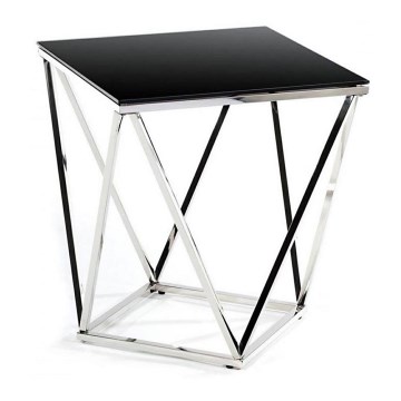 Mesa de centro DIAMANTA 50x50 cm cromo/negro