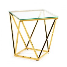Mesa de centro DIAMANTA 50x50 cm dorado/transparente