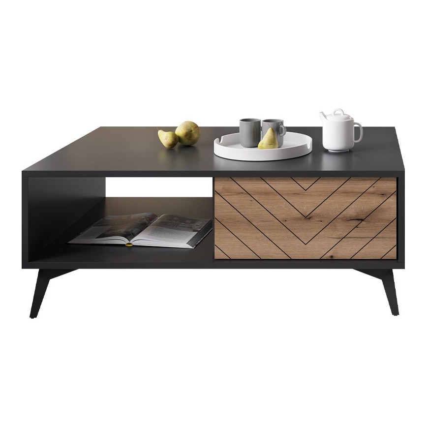 Mesa de centro DIAMOND 40x104 cm negro/roble evocar