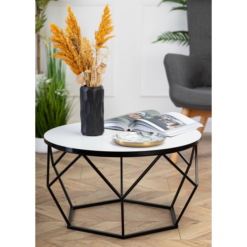 Mesa de centro DIAMOND 40x70 cm blanco/negro