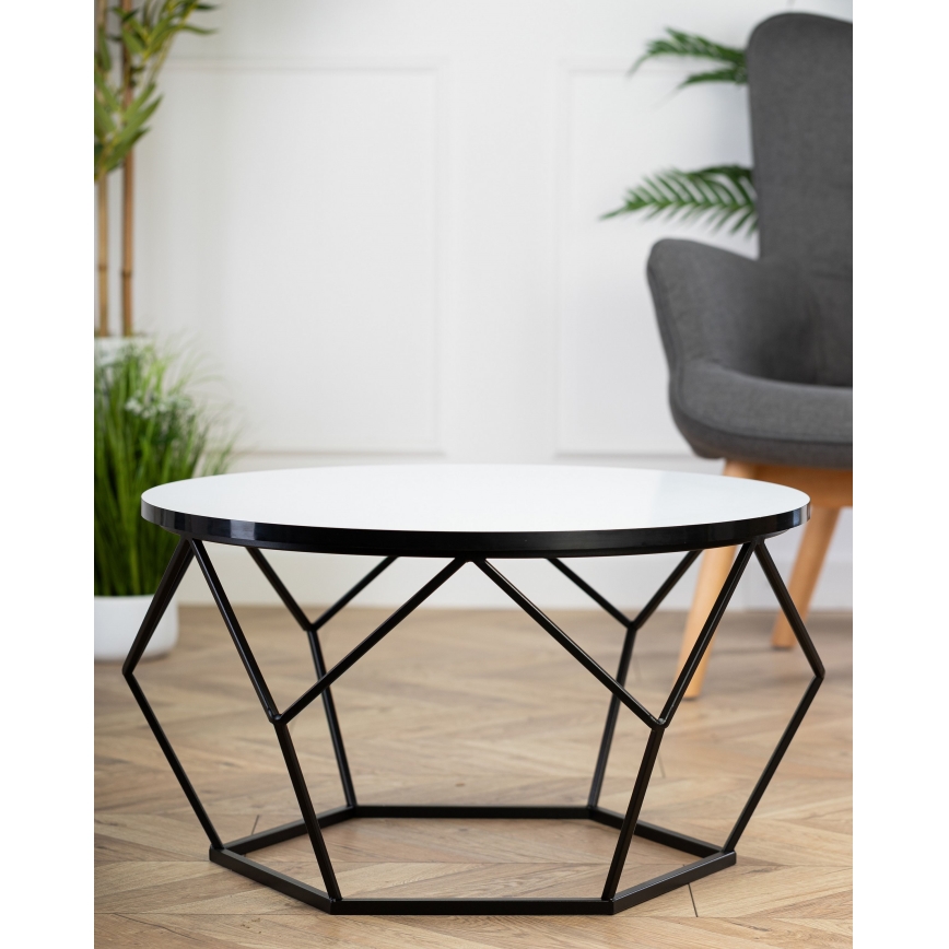Mesa de centro DIAMOND 40x70 cm blanco/negro