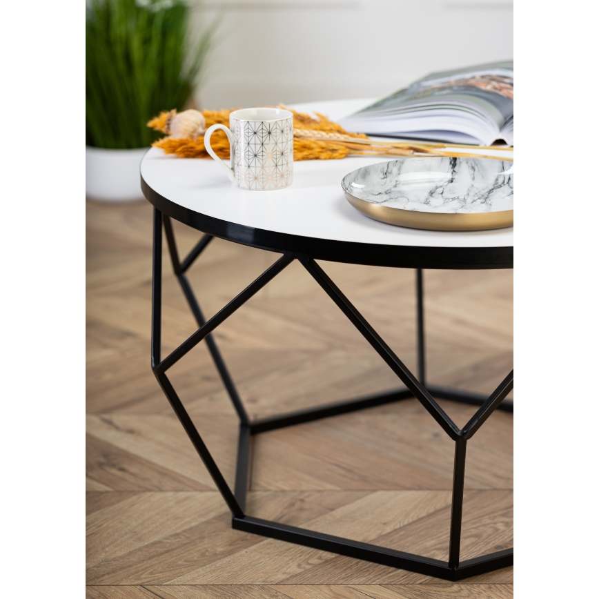 Mesa de centro DIAMOND 40x70 cm blanco/negro