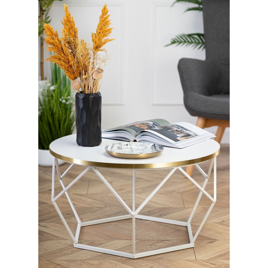 Mesa de centro DIAMOND 40x70 cm dorado/blanco
