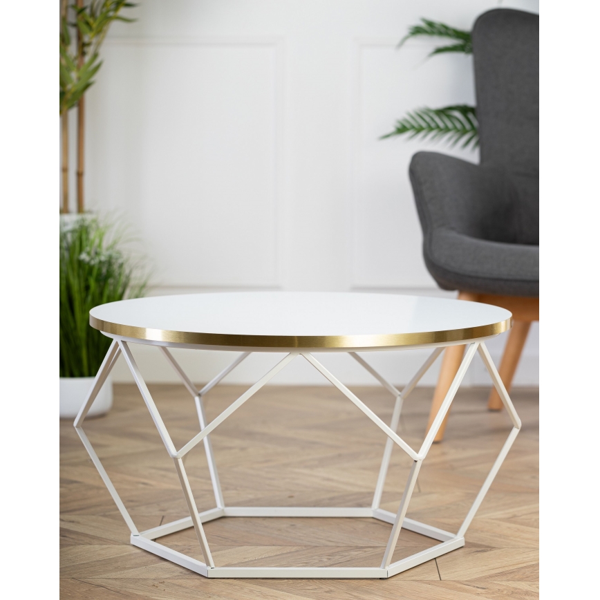 Mesa de centro DIAMOND 40x70 cm dorado/blanco